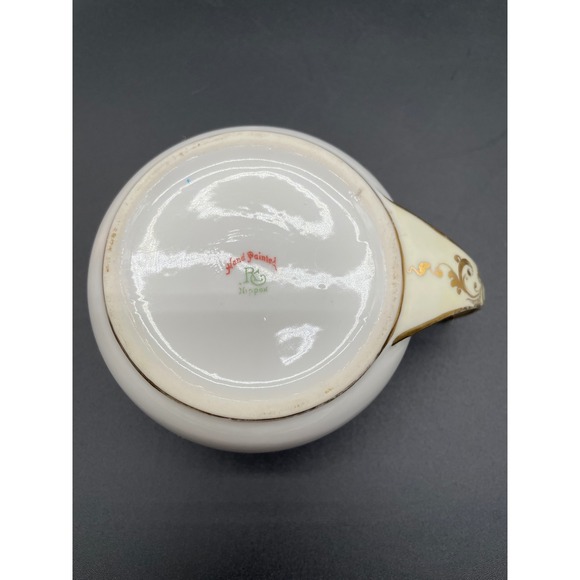 Vintage Nippon Hand Painted Sugar Bowl and Creamer Set Gold Trim Rose Design - Picture 5 of 15